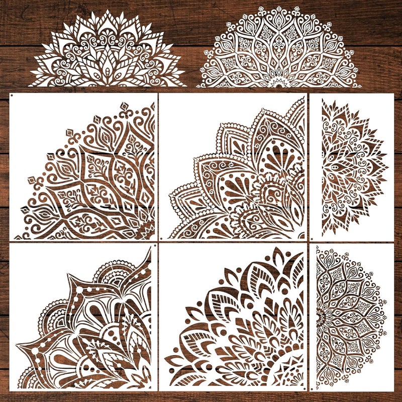 Sitsink Sistink Large Mandala Stencils for Painting - Folk Rangoli Mandala Large Stencils for Painting on Wall Furniture Decor - Image 1